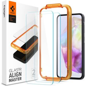 Spigen Screenprotector geschikt voor Samsung Galaxy A35 - Tempered Glas met Montage 2 stuks - Transparant