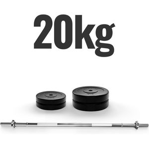 GoodVibes - Halterset - Barbell - Lange Halterstang - Halterschijven - 20 KG - 120 CM