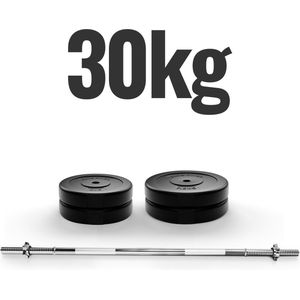 GoodVibes - Halterset - Barbell - Lange Halterstang - Halterschijven - 30 KG - 180 CM