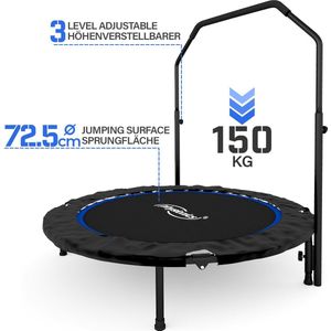 Opvouwbare Fitnesstrampoline met in hoogte verstelbaar Handvat - Diameter 101 cm - Voor Binnen/Buiten - Blauw