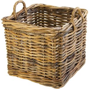 Rieten Opbergmand - Vierkant - Houtmand - Plantenmand - 50x50x48 cm