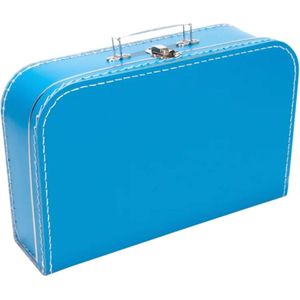 Kinderkoffer Aquablauw 35 cm - Logeerkoffer - Kartonnen koffer - Kinder koffertje kartonnen - Speelkoffer - Poppenkoffer- Opbergen - Cadeau - Decoratie