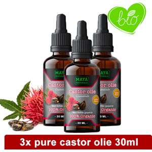 Natuurlijke Castor olie 3x 30ml | 100% Puur & Onbewerkt EU Bio keurmerk | Castor oil | castor olie wimpers & haar