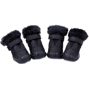 4 STUKS/Set Huisdier HerfstWinter Verdikking Katoenen Schoenen Hond Warme En Antislip Schoenen  Maat: Nr. 5(Zwart)