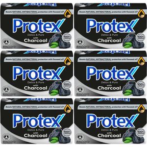 Protex Handzeep Detox & Pure Charcoal - Antibacteriële Handzeep - 6 x 90g - Voor Gezicht en Lichaam - Soap - Zeep Blok - Handzeep Voordeelverpakking
