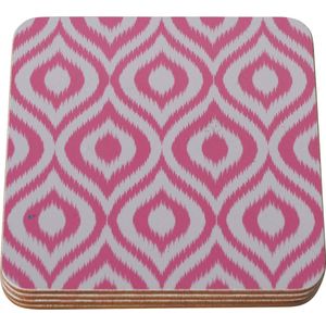 Set van 4 onderzetters mdf roze