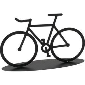 Metalen decoratieve herenfiets zwart op een voetje 30 cm