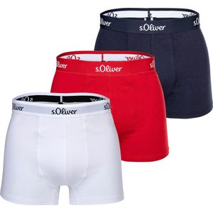 s.Oliver - Boxer Basic 3X - Boxershorts - Rood Blauw Wit - 3 Stuks