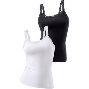 Lascana - Set van 2 - Hemden - Wit - 95% Katoen, 5% Elastaan