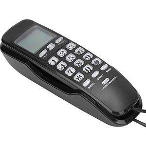 Mini-wandtelefoon, vaste telefoon voor wandmontage, minitelefoonuitbreiding met nummerherkenning, hangende vaste telefoon voor thuis, kantoor, hotel(Zwart)