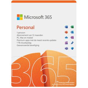 Microsoft 365 Personal - Jaarlicentie - 1 gebruiker - 5 installaties - Office toepassingen