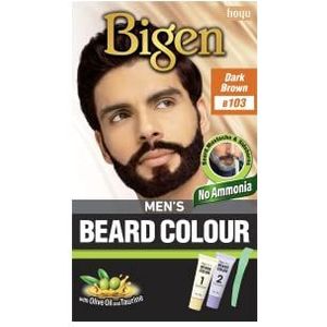 Bigen Beard Colour for Men | Bedek grijze baard in 10 min | Geen ammoniak | Met olijfolie - 103 Donkerbruin