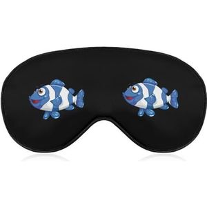 Blauwe Clownfish Gezellige Oogmaskers Reizen Slaap Masker Verduisterend Nap Nacht Oogdekking Met Verstelbare Riem