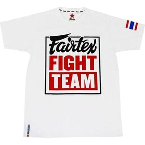 Fairtex TST51 Fight Team T-Shirt - Wit - opdruk rood zwart blauw