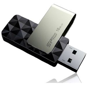 Silicon Power B30 Blaze USB 3.0 draaibare stick 16 GB USB 3.1 Gen1-interface (USB 3.0) maakt snelle gegevensoverdrachtsnelheden voor grote bestanden, inclusief HD-video's, zwart