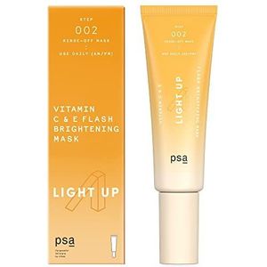 Purposeful Skincare by Allies PSA LIGHT UP Vitamin C & E Flash Brightening Mask: Radiance-Enhancing Rinse-Off 5-Minute Mask with 11% L-Ascorbic Acid, 2% Vitamin E, Grapeseed Oil. 50 ml/ 1.7oz