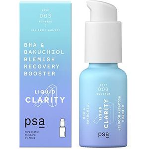 PSA LIQUID CLARITY BHA & Bakuchiol Blemish Recovery Booster: poriënverfijnende serumbooster met 2% BHA, 1% bakuchiol, 2% zink-PCA en zoethoutwortelextract. 15 ml/0,5 oz