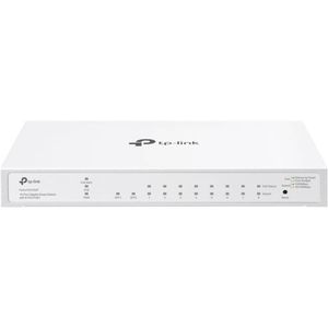 TP-Link Festa Festa FS310GP 10-poorts Gigabit Switch, 8× Gigabit 802.3af/at PoE+ poorten, 2× Gigabit SFP-sleuven, 61W totaal PoE-budget, tot 30 W PoE-vermogen per poort, gratis cloudbeheer