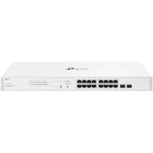 TP-Link Festa FS318GP 18-poorts Gigabit Switch, 16× Gigabit 802.3af/at PoE+ poorten, 2× Gigabit SFP-sleuven, 150W totaal PoE-budget, tot 30 W PoE vermogen per poort, gratis cloudbeheer