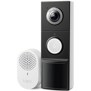 Tapo D235 Video-deurbel met accu/bekabeld (video-deurbel), deurbel met camera, 2K 5MP, kleur nachtzicht, 180° ultrabreed gezichtsveld, 10.000 mAh, niet-verwijderbare batterij, met chime, Alexa