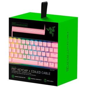 Razer Upgradeset voor PBT-Toetsdoppen en Spiraalkabel (120 Double-shot toetsen, USB-C naar USB-A Kabel, Spiraalkabel) Quartz Roze, US- & UK-Layout