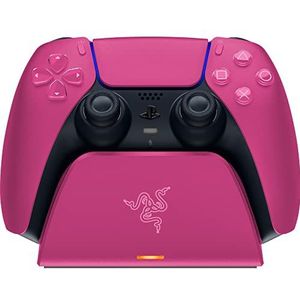 Razer Quick Charging Stand Pink - Snellader voor DualSense draadloze controller voor PS5 (Gebogen ontwerp met draagframe, Bediening met één hand, USB-voeding) Roze
