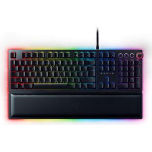 Razer Huntsman Elite (Purple Switch) – gaming-toetsenbord met opto-mechanische schakelaars (draaibediening, verlichte handpalm, RGB Chroma-toetsenbord) – zwart