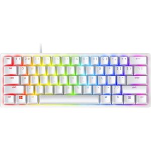 Razer Huntsman Mini (Purple Switch) - Kompakte 60% Gaming Tastatur (Klickende Optische Switches, Doubleshot PBT-Tastenkappen, Abnehmbares USB-C Kabel) QWERTY US-Layout | Mercury Weiß