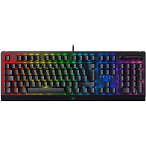 Razer BlackWidow V3 (groene schakelaar) - Mechanisch gamingtoetsenbord (Clicky mechanische schakelaars, dubbele ABS-toetsdoppen, multifunctionele digitale roller en mediatoets, polssteun) UK Layout |