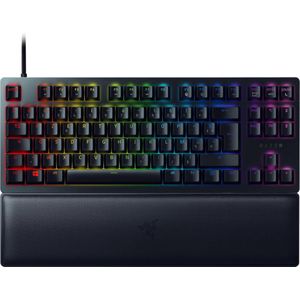 Razer Huntsman V2 Tenkeyless (Red Switch) – optisch gaming-toetsenbord zonder cijferblok (polssteun, HyperPolling, PBT-toetsen met dubbele vleugel) toetsenbord AZERTY, zwart