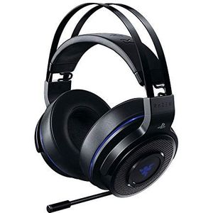 Razer Thresher voor PlayStation - draadloze gaming headset voor PS4, PS5 en pc (draadloze hoofdtelefoon, 16 uur batterijduur, hoofdtelefoonbediening, oorkussens van kunstleer) zwart-blauw
