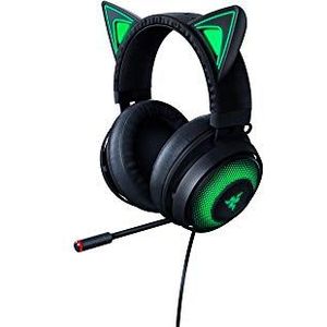 Razer Kraken Kitty Edition USB-hoofdtelefoon met kattenoren, compatibel met Chroma (kattenoren verlicht van Razer Chroma, microfoon met actieve ruisonderdrukking, THX Spatial Audio) zwart