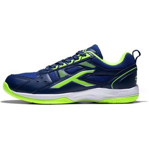 HUNDRED Raze Non-Marking Professional Badminton Shoes for Men | Material: Faux Leather | Suitable for Indoor Tennis, Squash, Table Tennis, Basketball & Padel (Navy/Lime, Size: EU 42, UK 8, US 9)