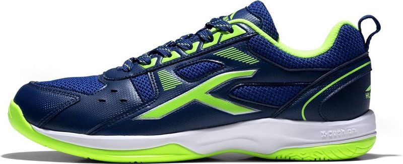 HUNDRED Raze Non-Marking Professionele Badminton Schoenen voor Heren (Marineblauw-Limoen, EU 47/UK 12/US 13) | Materiaal: Polyester-Rubber | Lichtgewicht | Geschikt voor Binnen Tennis/Squash/TT/Basketbal & Padel
