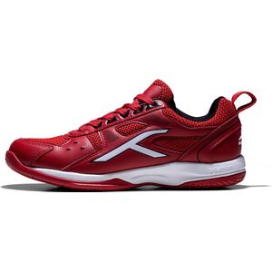 HUNDRED Raze Non-Marking Professional Badminton Shoes for Men | Material: Faux Leather | Suitable for Indoor Tennis, Squash, Table Tennis, Basketball & Padel (Red/White, Size: EU 42, UK 8, US 9)