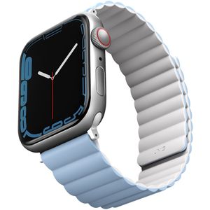 DefaultBrand UNIQ Revix bar Apple Watch Series 4/5/6/7/SE 42/44/45mm. Reverse Magnetic wit-blauw/wit-blauw