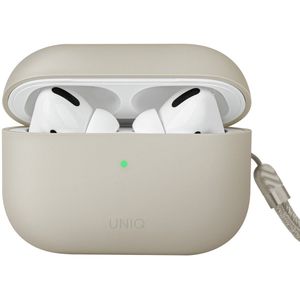 Uniq Lino Hybrid Liquid Silicone Case voor de Apple AirPods Pro 2 Beige Ivory