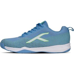 HUNDRED Blade Lite Non-Marking Badminton Schoenen | Unisex | Materiaal: Gebreide bovenkant & Rubber Zon | Perfect voor Squash, Tafeltennis, Volleybal, Basketbal, Blauw Lime Groen Wit