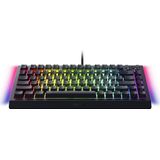 Razer BlackWidow V4 75% mechanisch gamingtoetsenbord, hot-swappable design, compact en duurzaam, oranje tactiele schakelaar, Chroma RGB, MF Roller & Media-toetsen, comfortabele polssteun, zwart