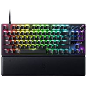 Razer Huntsman V3 Pro Tenkeyless - analoog optisch E-sporttoetsenbord zonder numeriek toetsenblok (digitale draaiknop en bedieningsknop, gestructureerde double-shot-PBT-keycaps) DE-lay-out | zwart