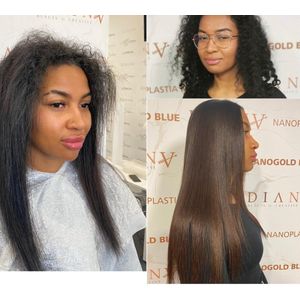 NanoBlue Nanoplastia Permanente Haarstijling Behandeling One Step 1000ml – Organische Behandeling Zonder Formaldehyde en Carbocysteïne, Effecten 10-12 Maanden, Met Anti-Yellow System, Geen Irriterende Geur, Voor Haarsalons