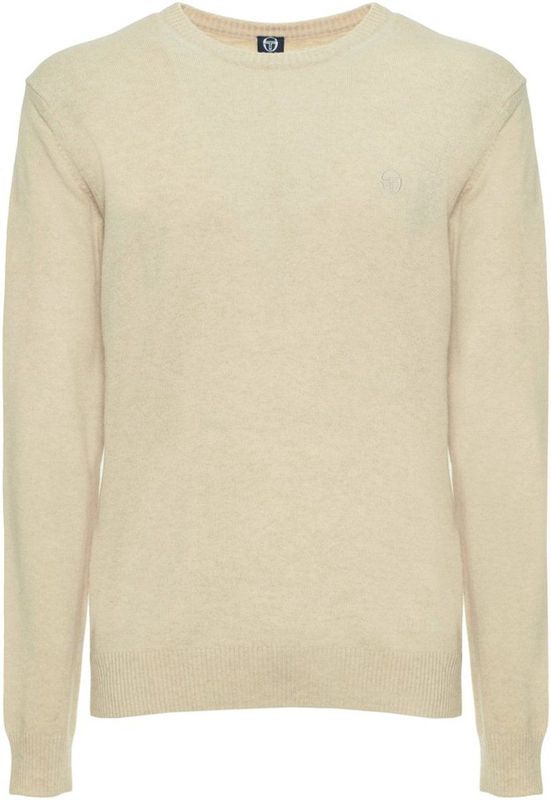 Sergio Tacchini - Wollen Trui - Beige - Met Geribbelde Boorden en Zichtbaar Logo