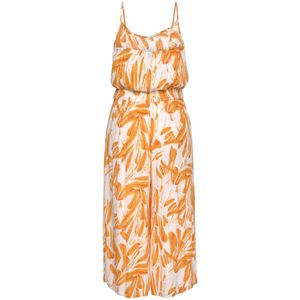 Zomerse Jumpsuit - Oranje/Crème - Met Alloverprint - Mouwloos