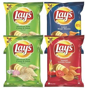 Lays Combo - Amerikaanse stijl crème & ui smaak 52 gram + Spaanse tomaat tango 52 gram + Magic Masala 52 gram - India - chips - wafels