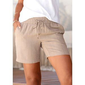Korte Broek - Zand - Linnen - Steekzakken - Elastische Band