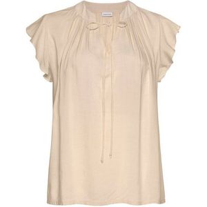 Lascana - Blouse - Crème - Ruches-Mouwen - V-Hals - Ruimvallend