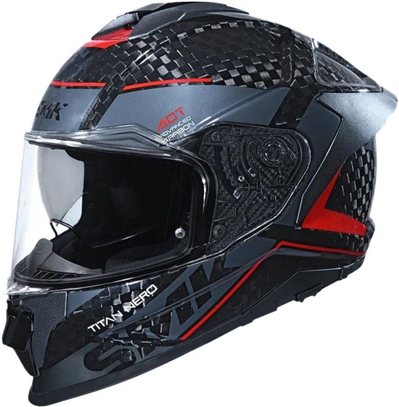 SMK Titan Carbon Nero 06 Grijs Rood Integraalhelm - Maat XXL - Helm