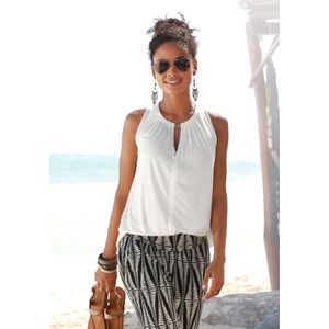 Tanktops - Crème - Casual Blousetop - V-hals - Mouwloos