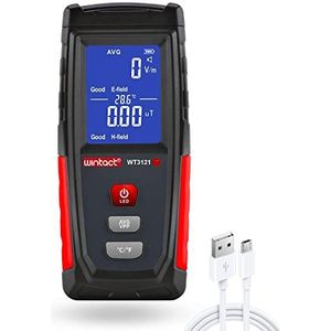 KamixSoni WT3121 Elektromagnetische stralingstester, oplaadbare digitale veldmeter, elektrische/magnetische meter voor inspecties thuis, buiten, zwart