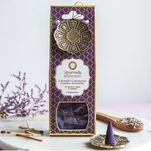 Song of India - Song of India - Ayurveda Incense cones with Metal hanging burner - Lavender Lemongrass (Tridosha) - 20 stuks